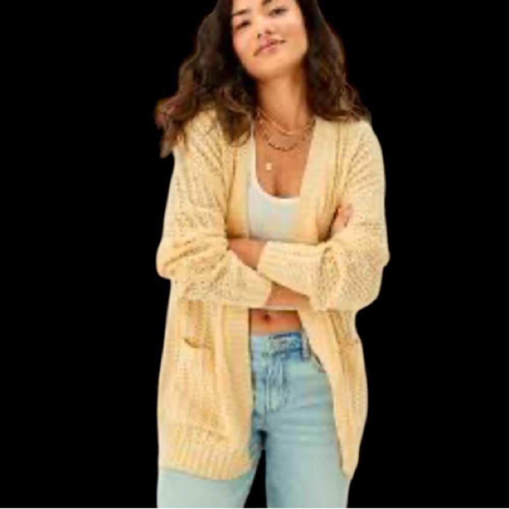 AEO American Eagle long open cardigan pockets no buttons women’s size medium